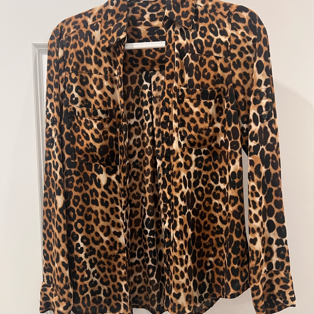 Express Leopard Print Portofino Shirt